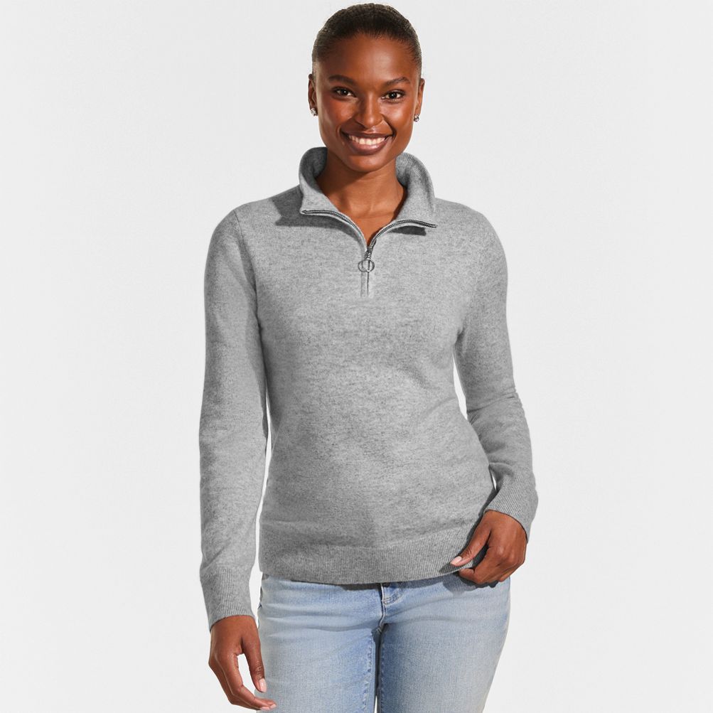 Women's Cashmere Quarter Zip Sweater | Lands' End
