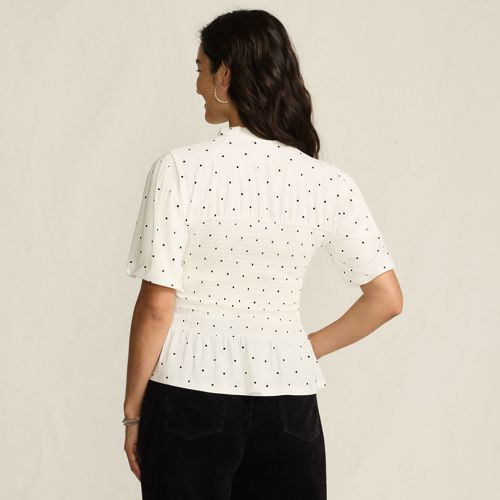 Lands' End Silk Knit Smok-shirt Mit Kurzen ärmeln, Damen, Größe:32-34 Regular, Weiß, Polyester-mischung, By Lands' End 