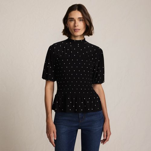  Lands' End Silk Knit Smok-shirt Mit Kurzen ärmeln, Damen, Größe:32-34 Regular, Schwarz, Polyester-mischung, By Lands' End 