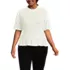 Women's Plus Size Bubble Sleeve Silky Knit Smocked Mock Neck Top, Front