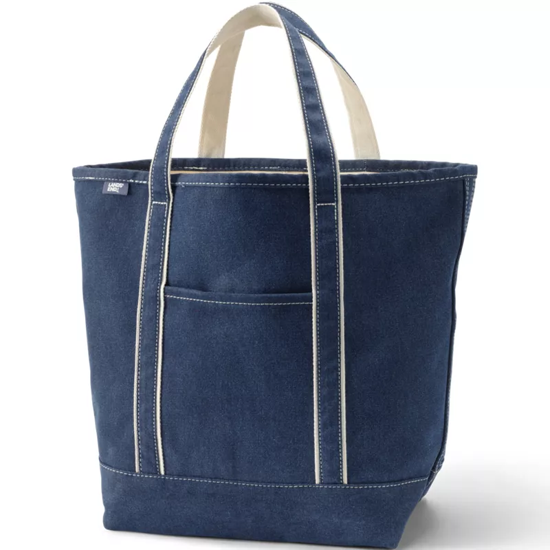 Large Denim Open Top Tote Bag, Front