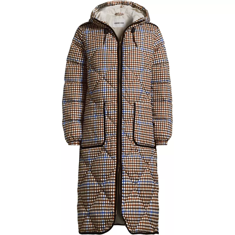 Women's Plus Size Print FeatherFree Insulated Diamond Quilted Maxi Coat, Front