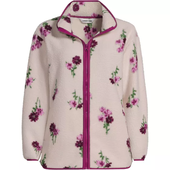 Women's Plus Size Print Cozy Sherpa Full Zip Fleece Jacket - primary