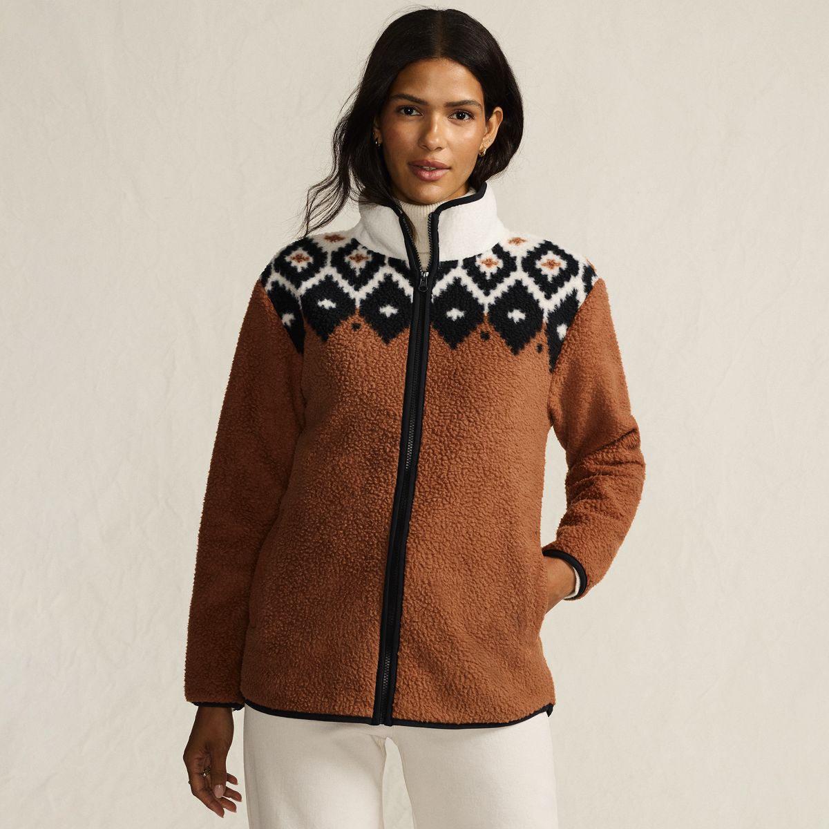 Women's Print Cozy Sherpa Full Zip Fleece Jacket