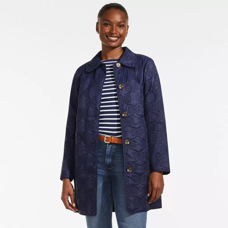 Women's Bow Quilted Insulated Coat, alternative image