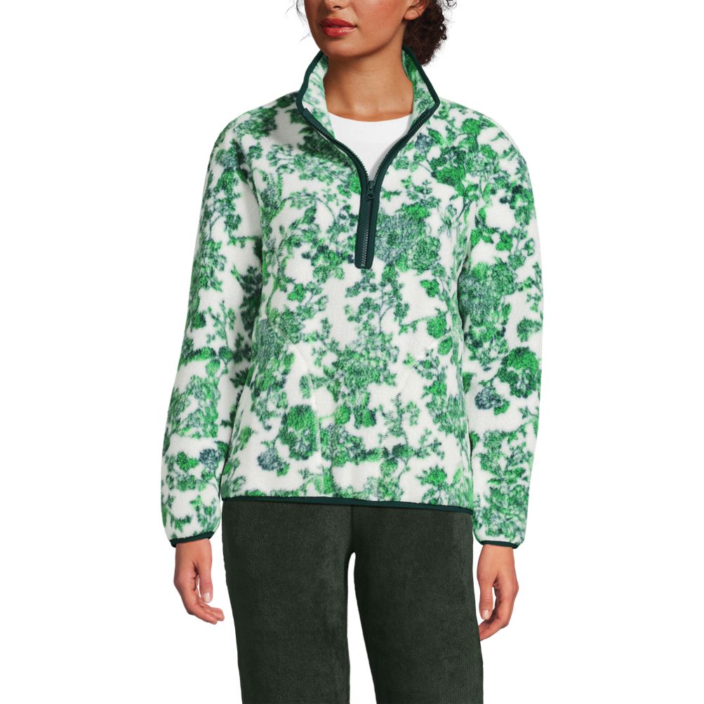 Women's Print Half Zip Cozy Sherpa Fleece Pullover | Lands' End