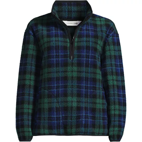 Women's Print Half Zip Cozy Sherpa Fleece Pullover - primary