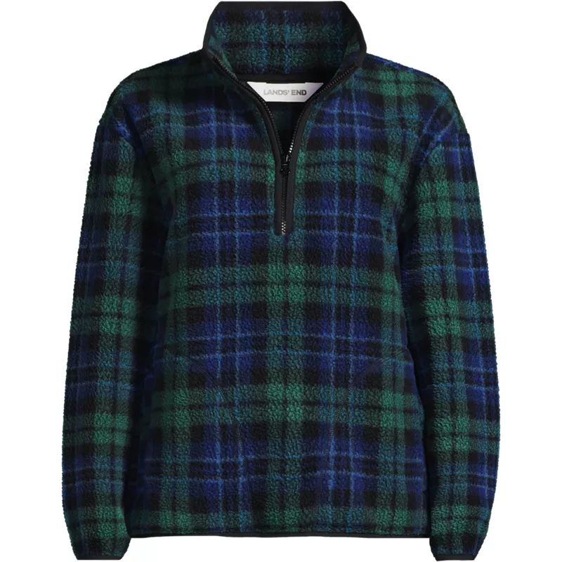 Women's Print Half Zip Cozy Sherpa Fleece Pullover, Front