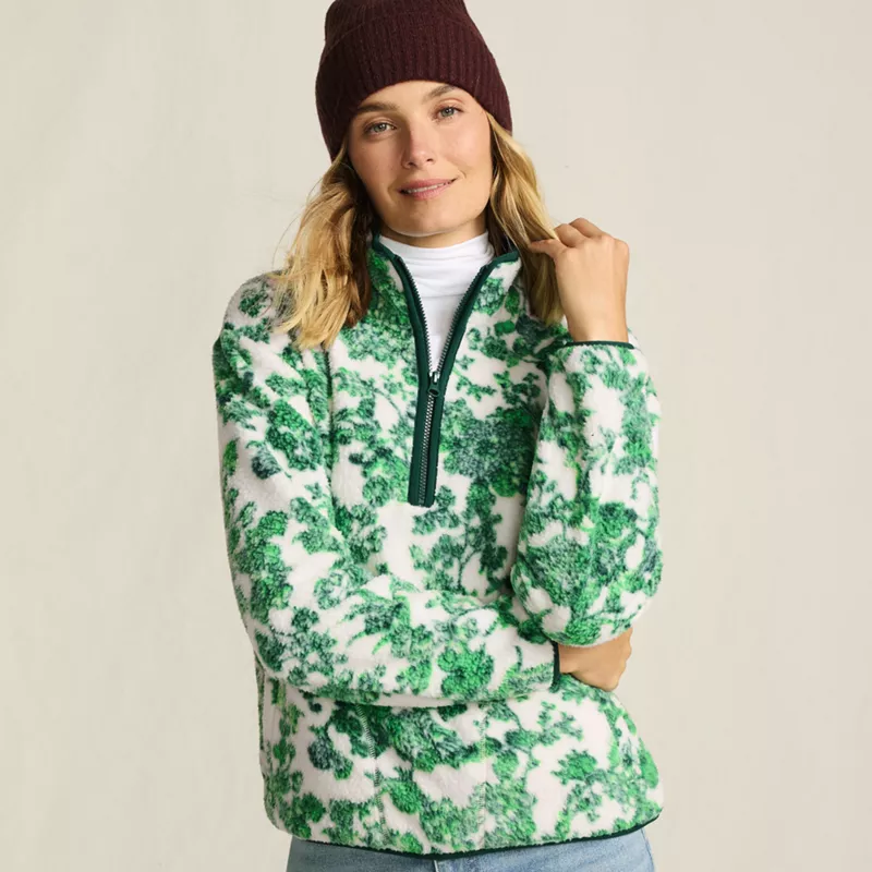 Women's Print Half Zip Cozy Sherpa Fleece Pullover, alternative image