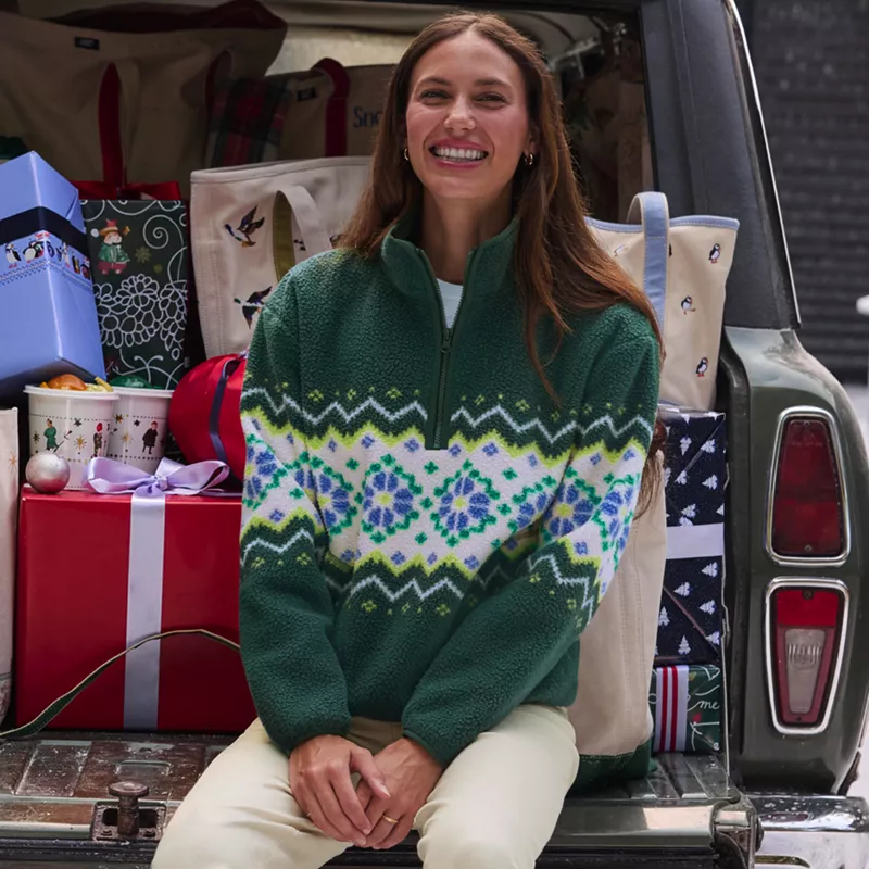 Women's Print Half Zip Cozy Sherpa Fleece Pullover, alternative image