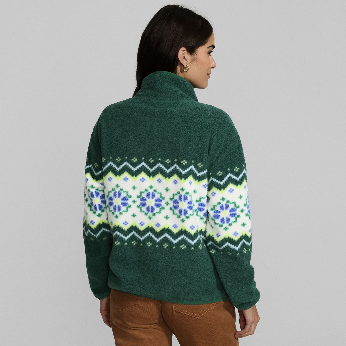 Women's Print Half Zip Cozy Sherpa Fleece Pullover | Lands' End