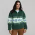 Women's Print Half Zip Cozy Sherpa Fleece Pullover, Front