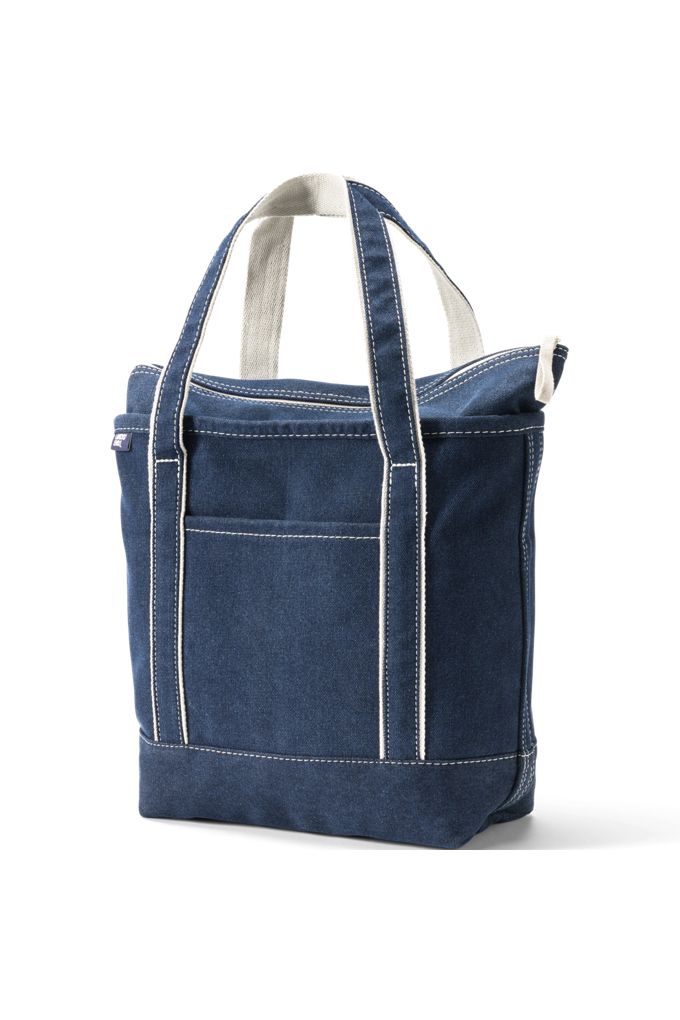Medium Denim Zip Top Tote Bag - Lands' End - Blue