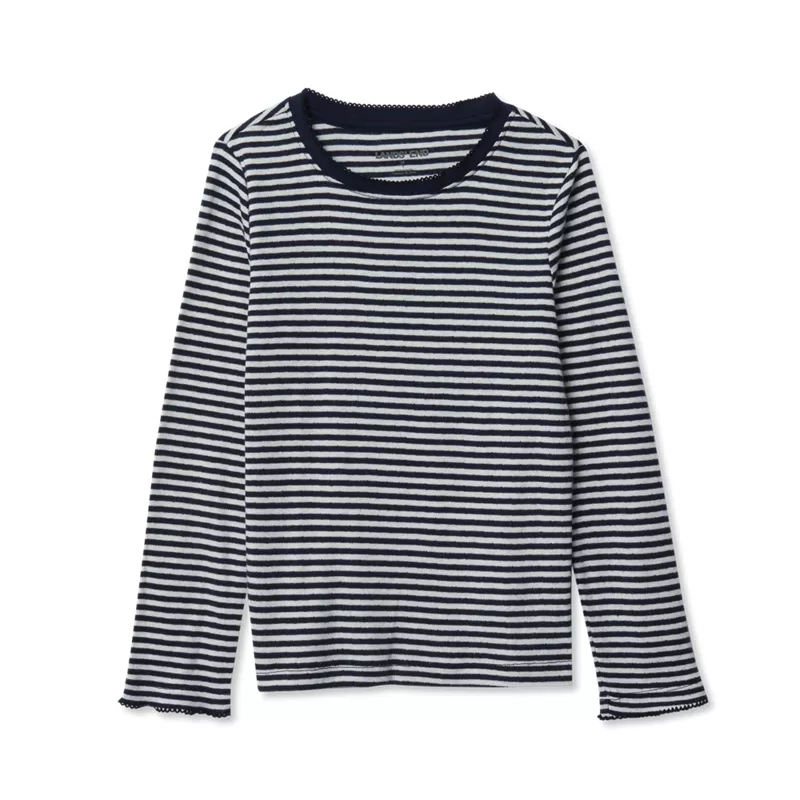 Girls Long Sleeve Pointelle Knit Shirt, alternative image
