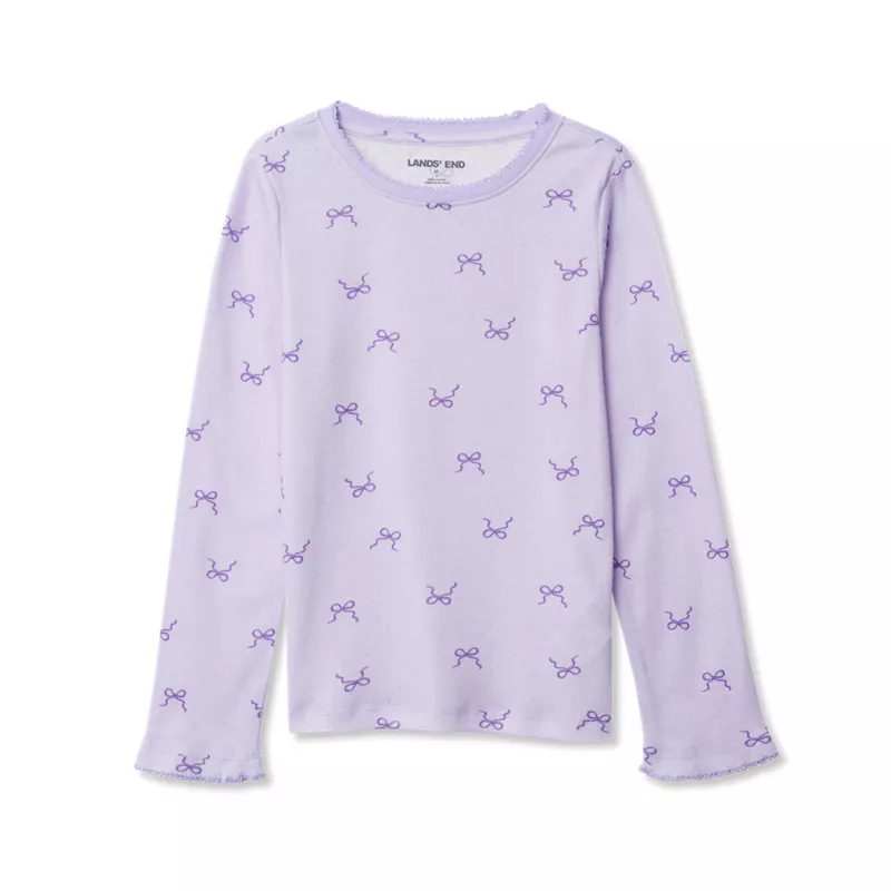 Girls Long Sleeve Pointelle Knit Shirt, alternative image