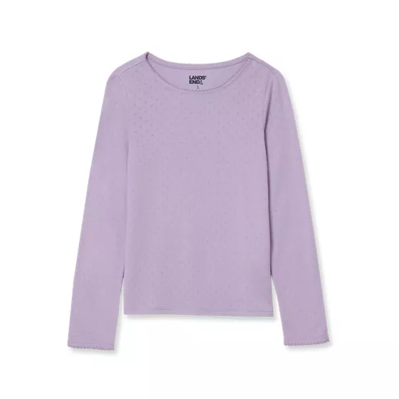 Girls Long Sleeve Pointelle Knit Shirt - primary