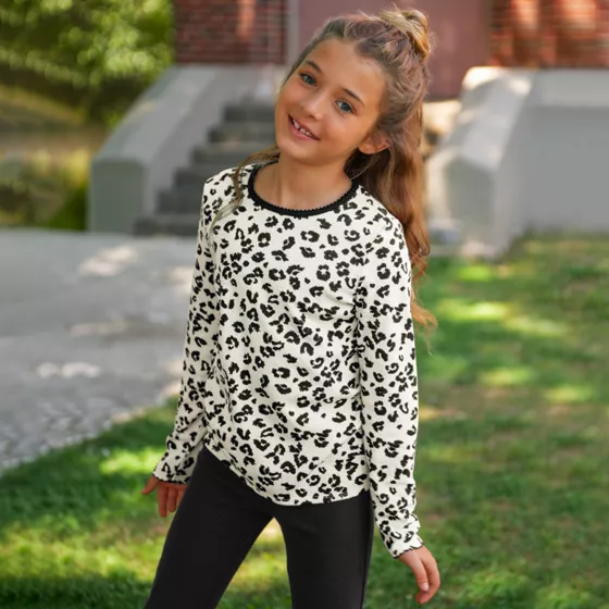 Girls Long Sleeve Pointelle Knit Shirt - primary