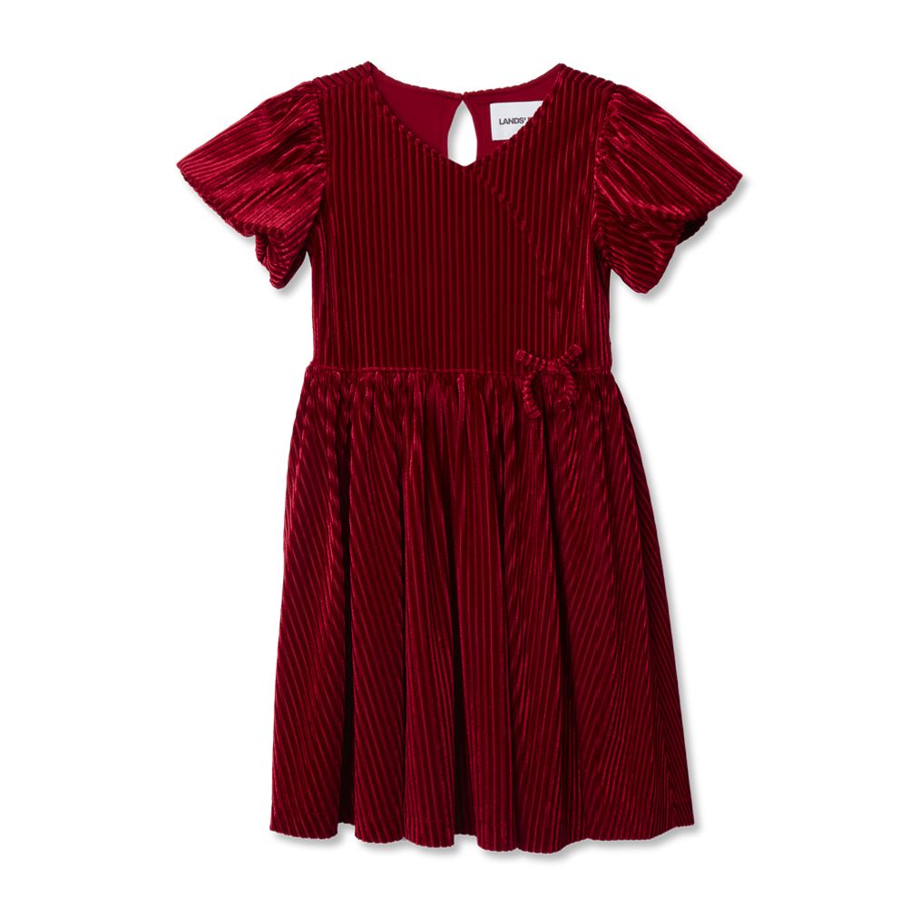 Girls Bubble Short Sleeve Velour Dress | Lands' End