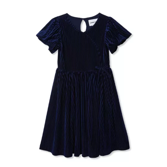 Girls Bubble Short Sleeve Velour Dress - primary