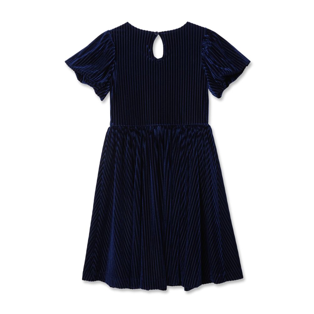 navy blue dress for baby girl Girls Bubble Short Sleeve Velour Dress