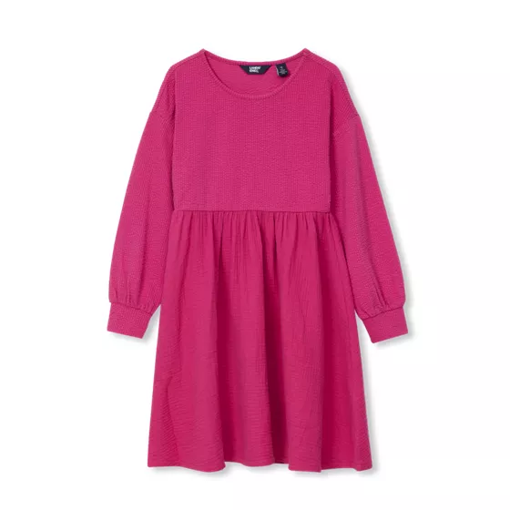 Girls Long Sleeve Ribbed Dress - primary