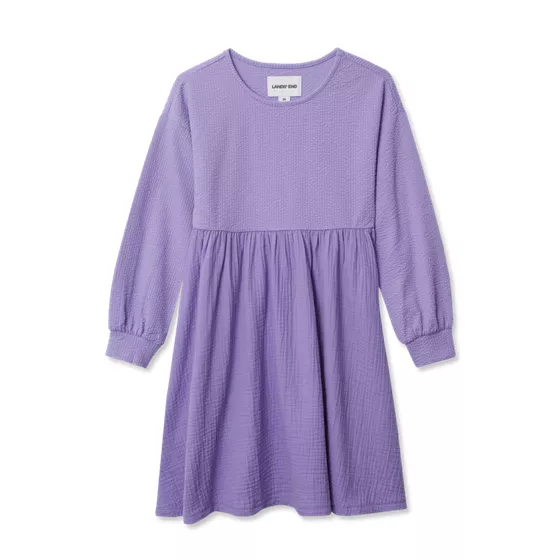 Girls Long Sleeve Ribbed Dress - primary
