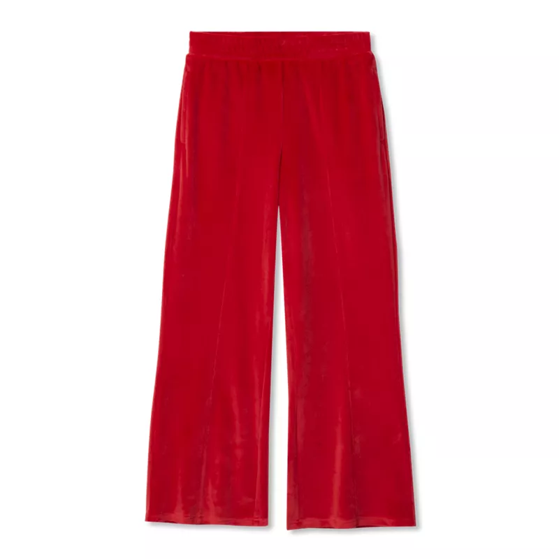 Girls Wide Leg Velour Pants, alternative image