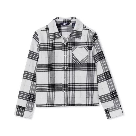 Girls Long Sleeve Cropped Flannel Shirt - primary