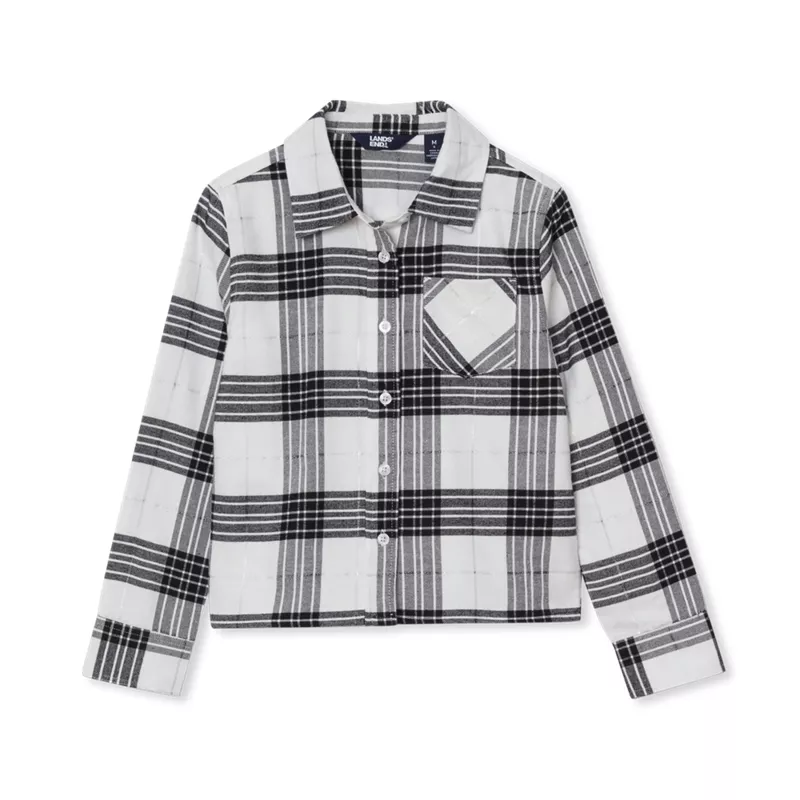 Girls Long Sleeve Cropped Flannel Shirt, alternative image