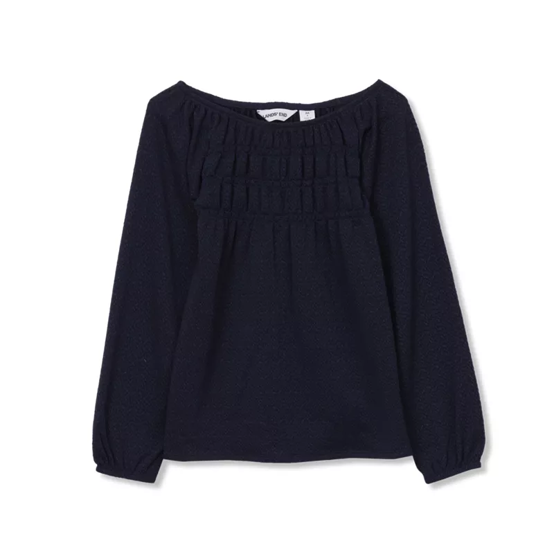 Girls Smocked Long Sleeve Knit Shirt, alternative image