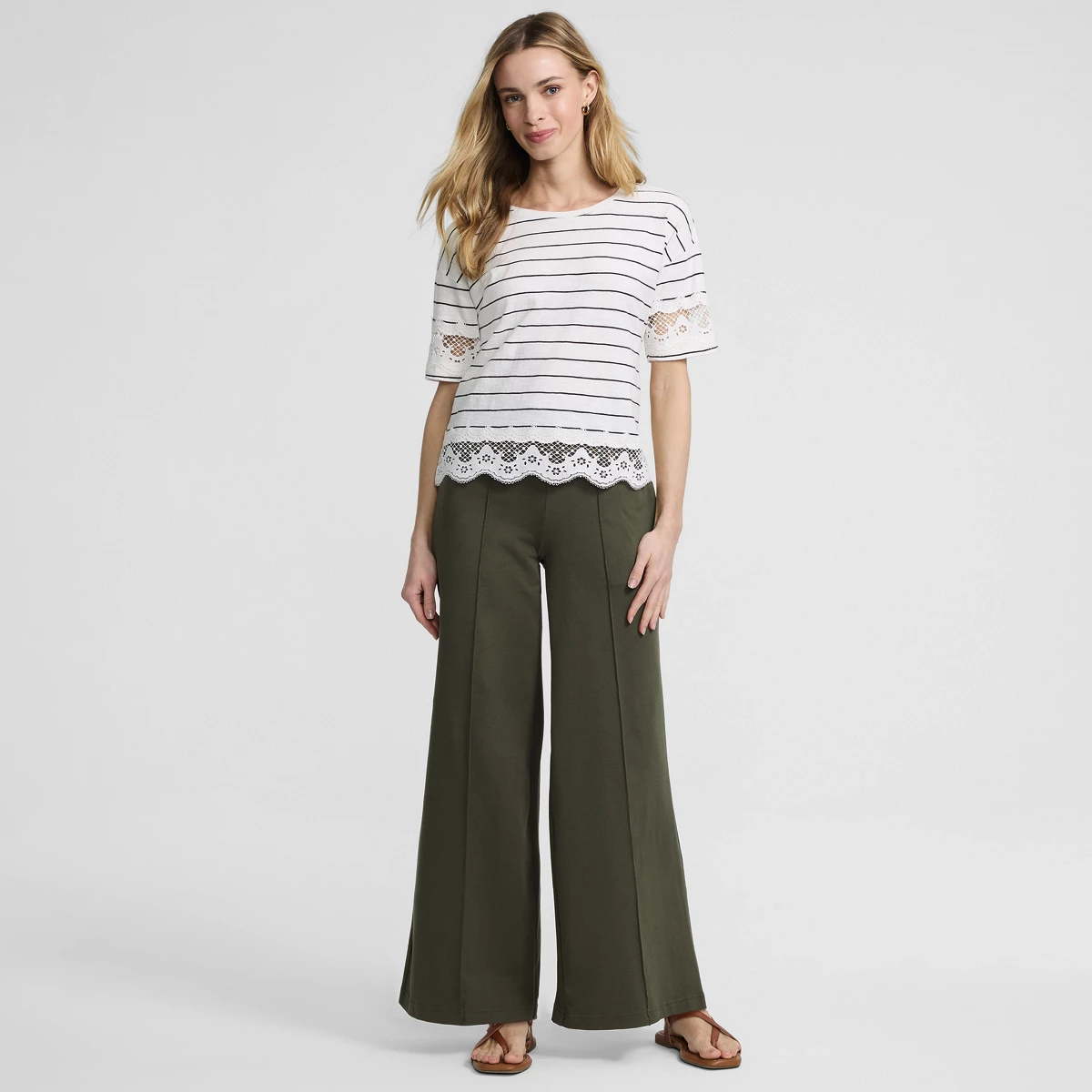 Women's Tall Starfish High Rise Palazzo Pants — Forest Moss by Lands' End