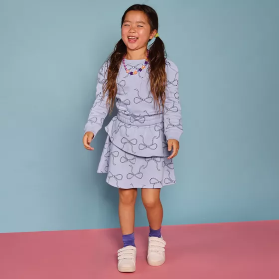 Girls Puff Shoulder Crew Neck Sweatshirt - primary