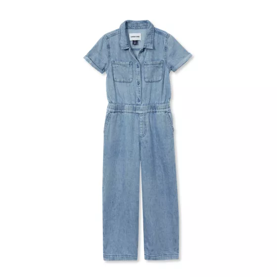 Girls Lightweight Denim Jumpsuit - primary