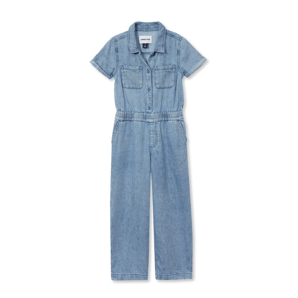 【U LAN】Kanto incision denim two-way quilted flight jumper Girls Lightweight Denim Jumpsuit | Lands' End