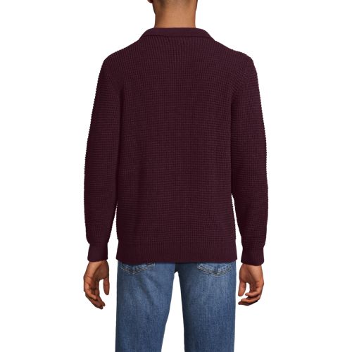  Lands' End Chenille-pullover Mit Polokragen, Herren, Größe:44-46 Regular, Rot, Wolle/polyester/nylon, By Lands' End 