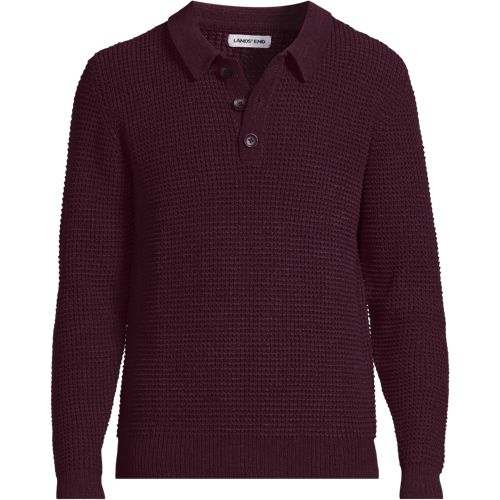 Chenille Polo, Men, size: S, regular, Red, Wool/Polyester/Nylon, by Lands' End