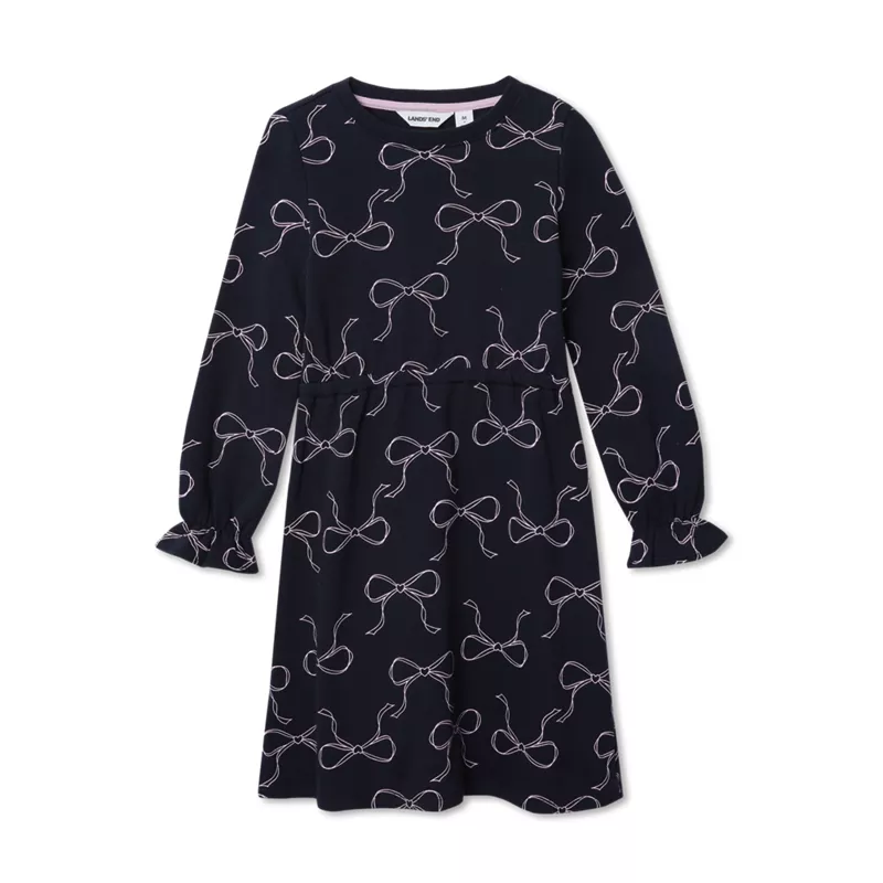 Girls Long Sleeve French Terry Knit Dress, alternative image