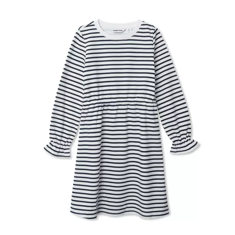 Girls Long Sleeve French Terry Knit Dress, alternative image