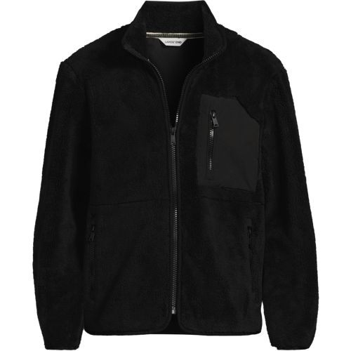 Active Cloud Fleece Jacket, Men, size: XL, regular, Black, Cotton/Polyester, by Lands' End