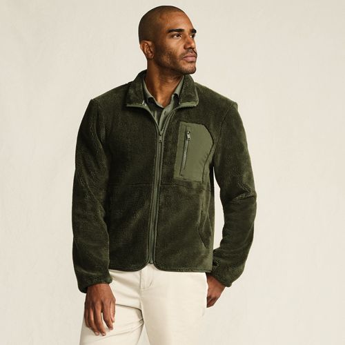 Active Cloud Fleece Jacket, Men, size: XL, regular, Green, Cotton/Polyester, by Lands' End