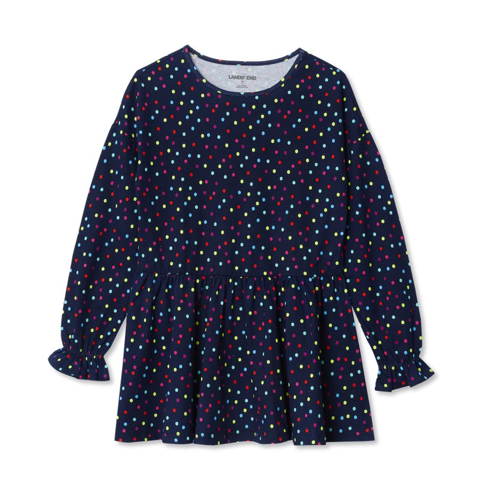 Girls Long Sleeve Ruffle Tunic Top | Lands' End