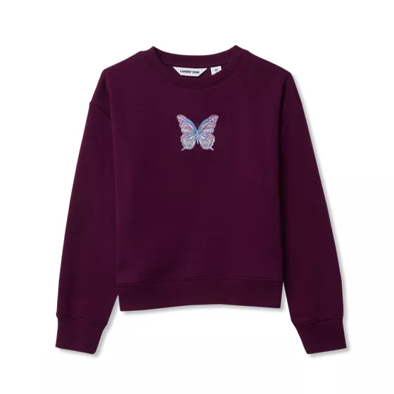 Girls Crew Neck Embroidered Sweatshirt - primary