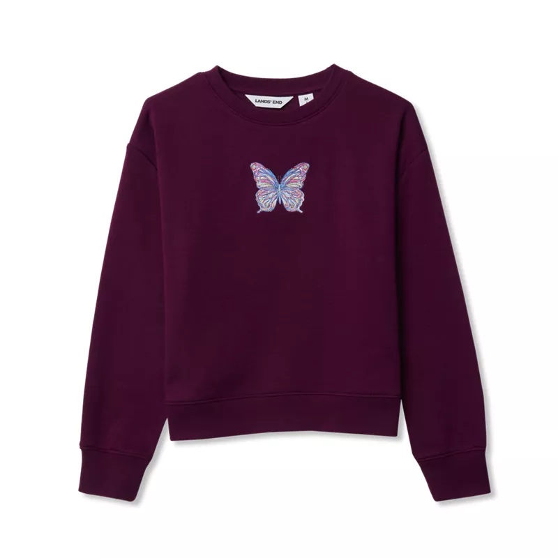 Girls Crew Neck Embroidered Sweatshirt, alternative image
