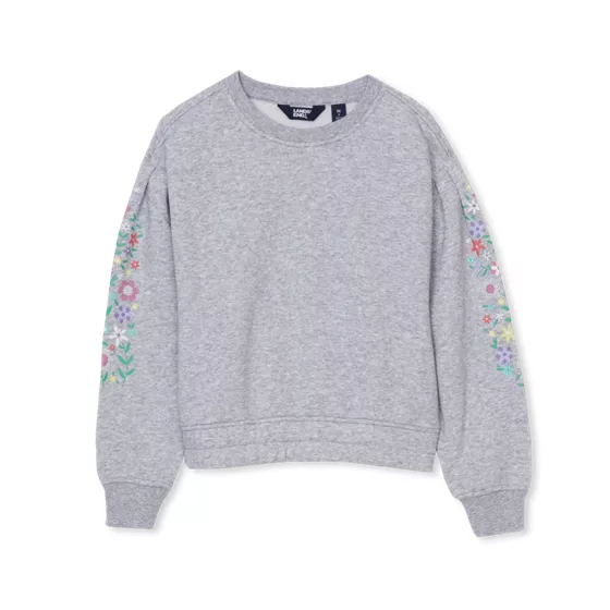 Girls Crew Neck Embroidered Sweatshirt - primary