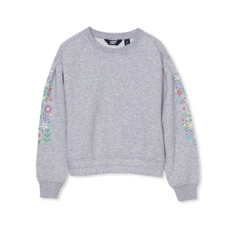Girls Crew Neck Embroidered Sweatshirt, alternative image