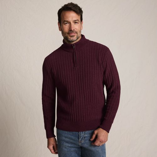  Lands' End Chenille-pullover Mit Reißverschluss, Herren, Größe:48-50 Regular, Rot, Polyester/nylon, By Lands' End 