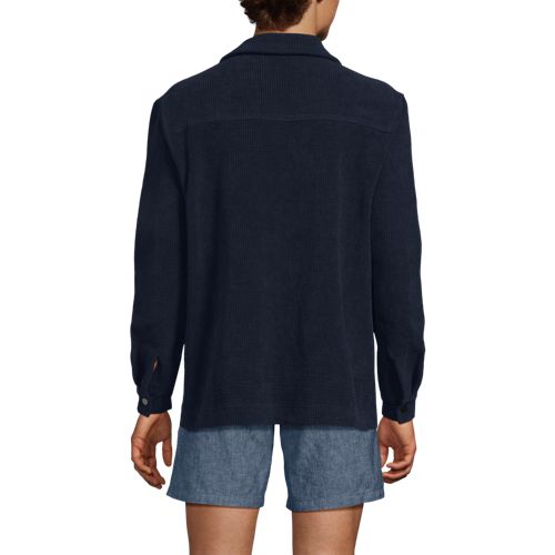  Lands' End Stretchcord-hemdjacke, Herren, Größe:44-46 Regular, Blau, Polyester/polyester-mischung, By Lands' End 