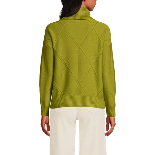  Lands' End Rollkragenpullover Silk Touch, Damen, Größe:32-34 Regular, Grün, Polyester/nylon/viskose, By Lands' End 