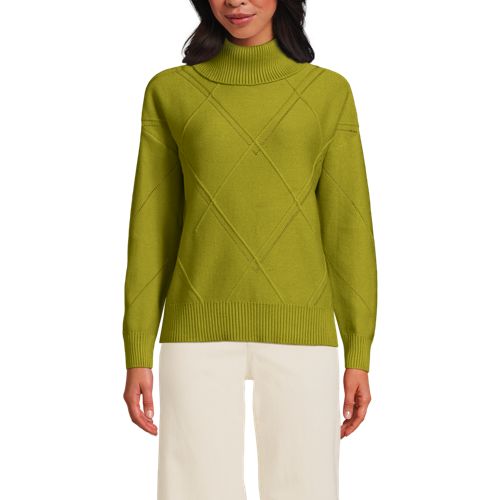  Lands' End Rollkragenpullover Silk Touch, Damen, Größe:32-34 Regular, Grün, Polyester/nylon/viskose, By Lands' End 
