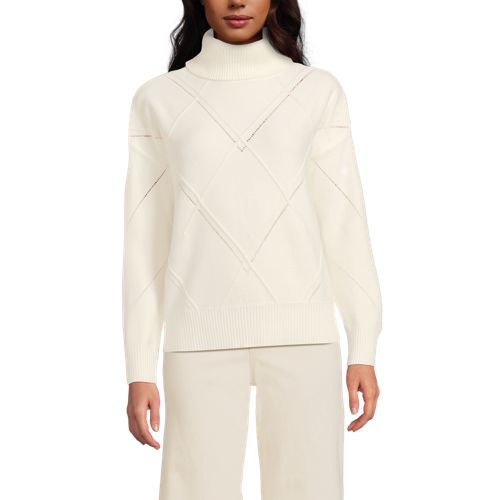 Lands' End Rollkragenpullover Silk Touch, Damen, Größe:32-34 Regular, Weiß, Polyester/nylon/viskose, By Lands' End 